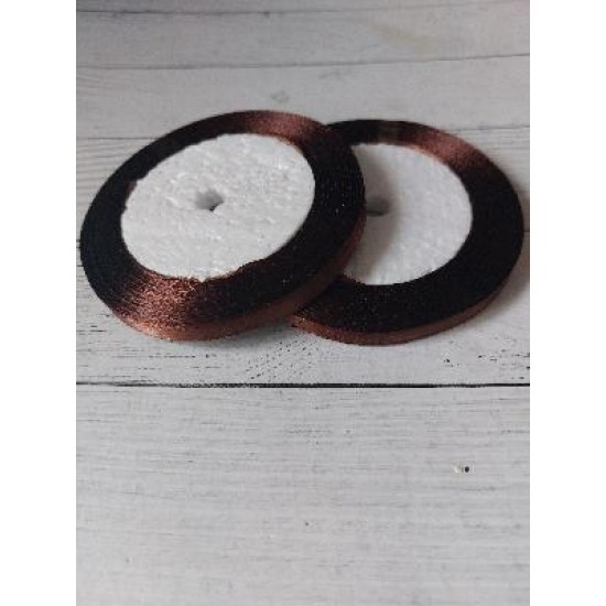 Лента атласная однотонная 0,6 см*25 ярдов цв. коричневый 32, цена за катушку